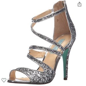 Betsey Johnson silver glitter heels